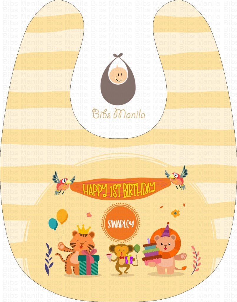 1St Birthday Bib With Lion Tiger And Monkey Bibs