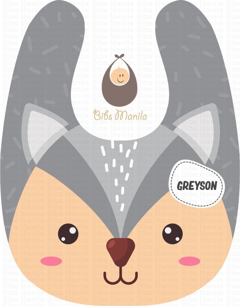 Animal Face Gray Fox Bibs