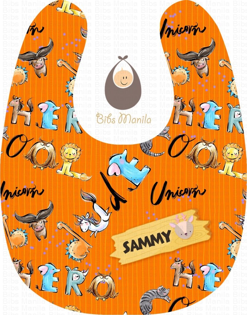 Animal Words In Orange Tiger Bibs