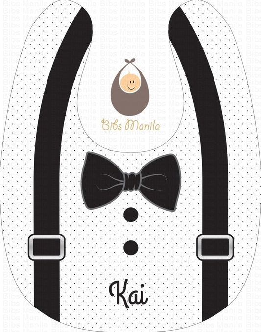Baby Tux And Suspenders Polka Dots Bibs