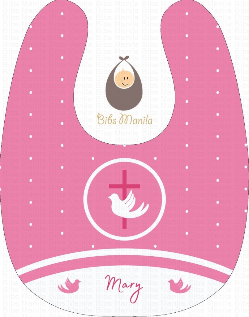 Pink Baptism Personalized Baby Bib