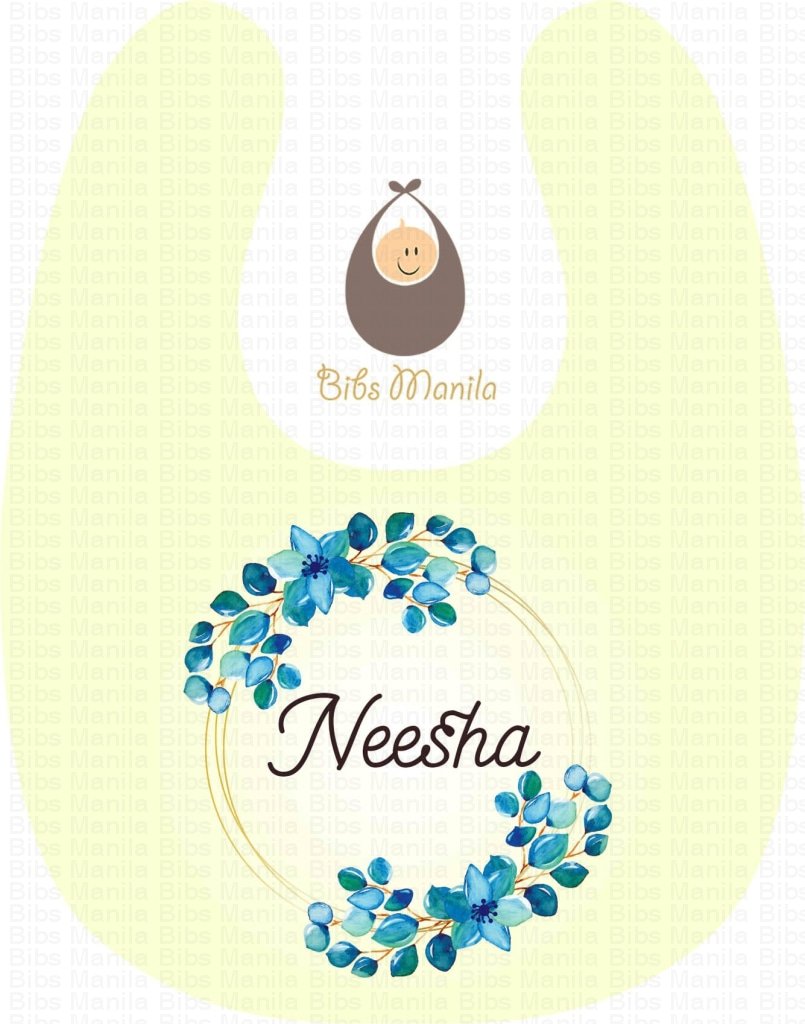 Blue Petals Personalized Baby Bib