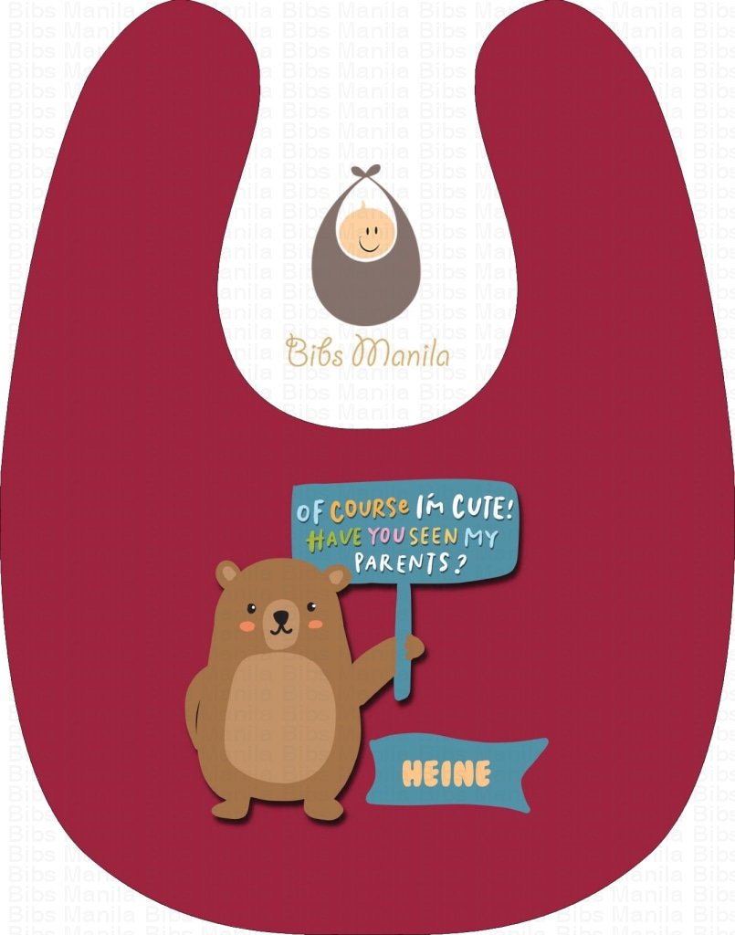 Cute Parent Bears Burgundy / Without Snow Bibs