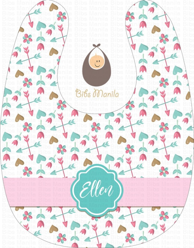 Flower Hearts And Arrows Bibs
