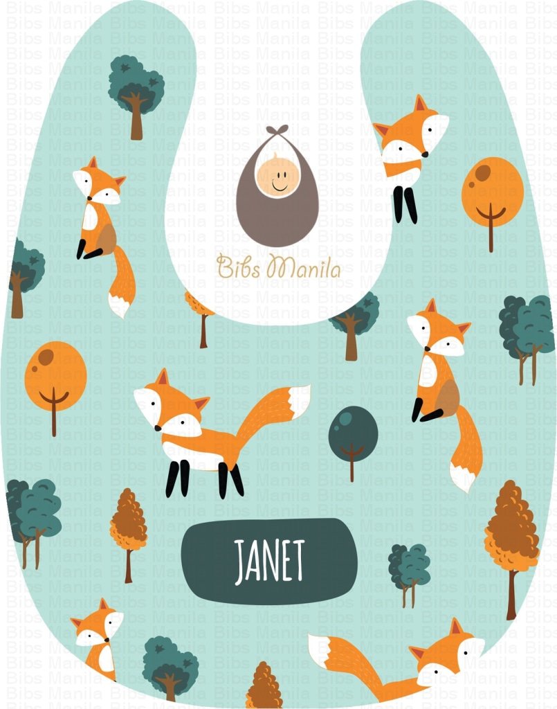 Foxes On Mint Bibs