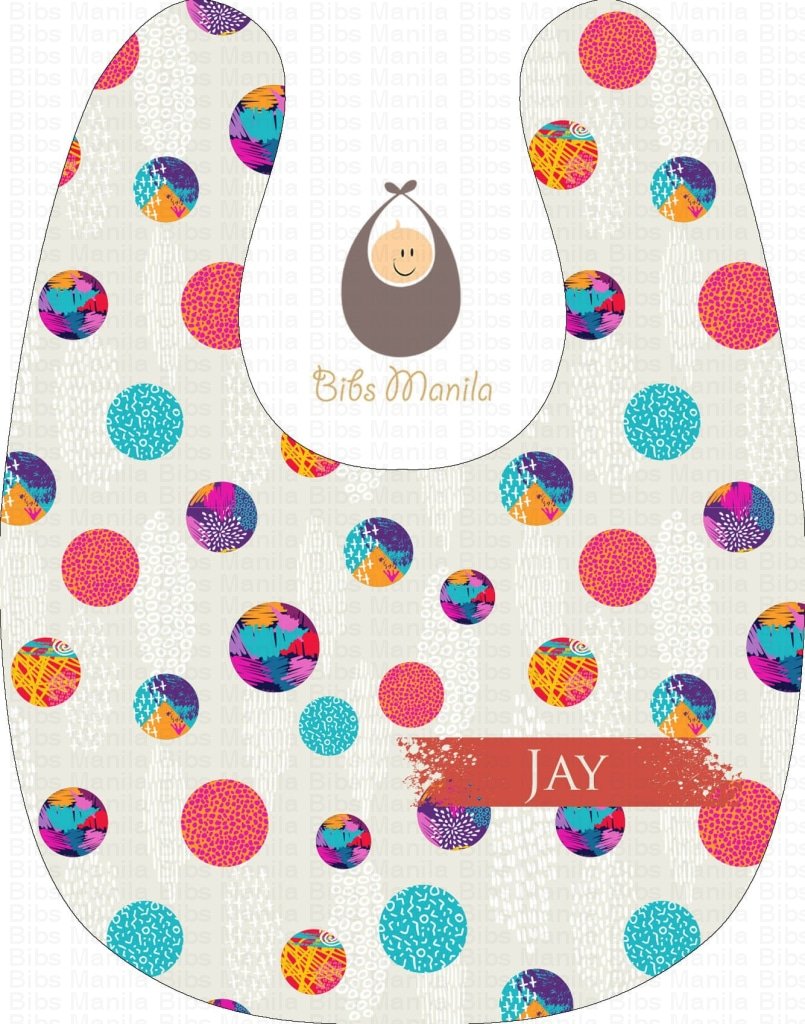 Go Around In Circles Polka Dots Personalized Baby Bib
