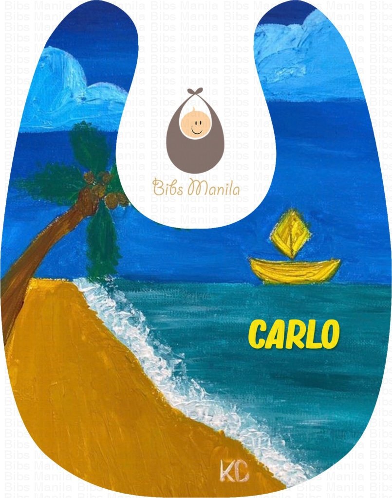 Hand-Painted Bib 14: Beach Boat Bibs