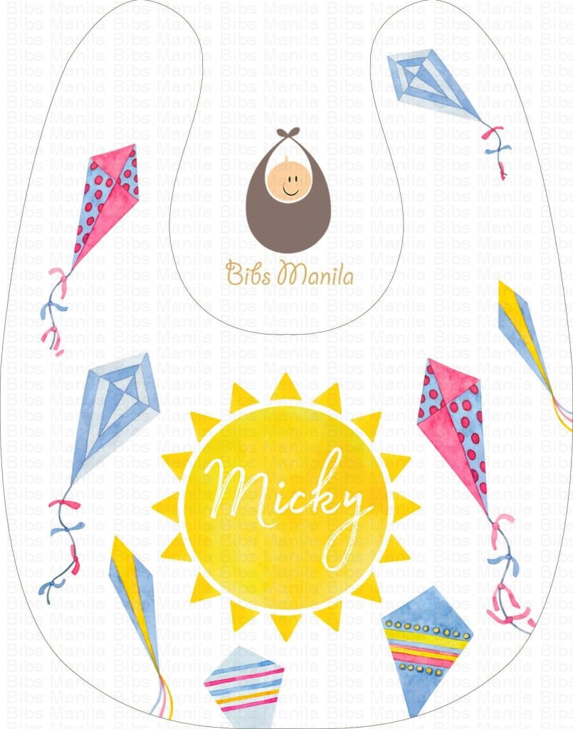 Kites and Yellow Sun Personalized Baby Bib