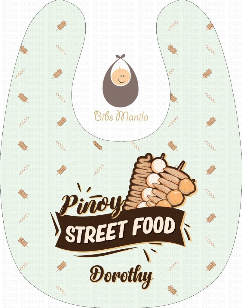 Pinoy Streetfood Isaw Fish ball Kwek kwek Personalized Baby Bib