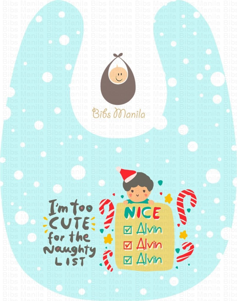 Santas List In Cyan Bibs
