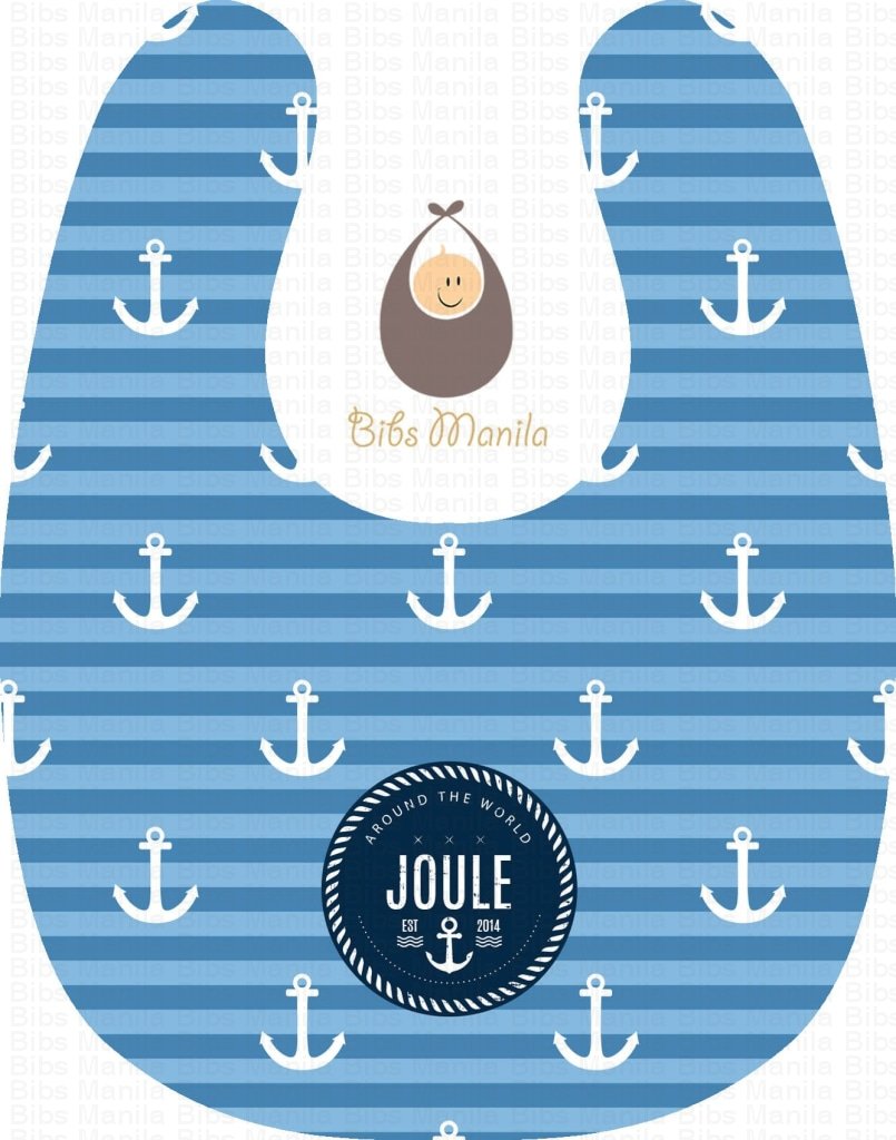 sea captain with blue stripes and white anchor Personalized Baby Bib