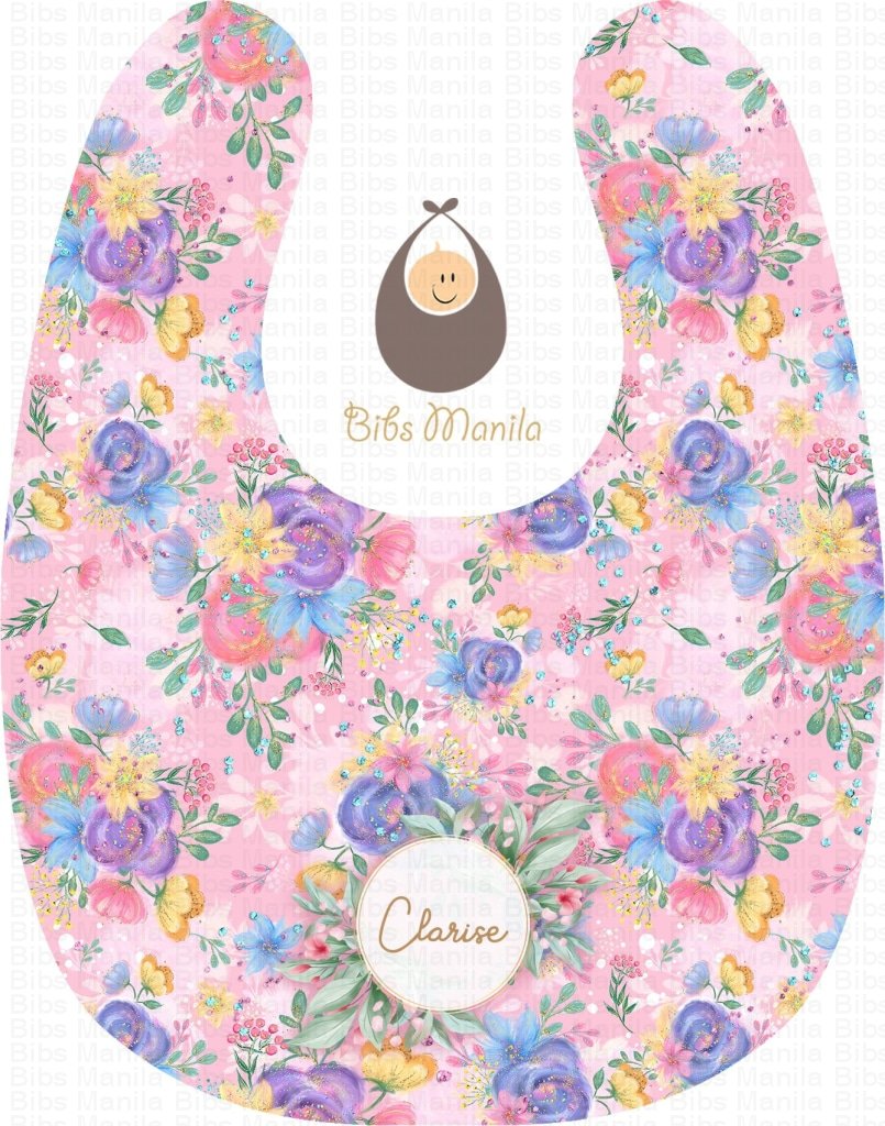 Vintage Flowers In Pink Cloud Bibs