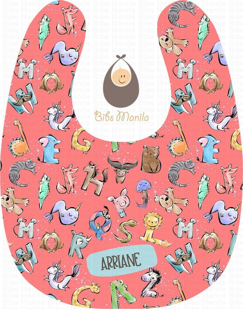 Alphabet Animals In Coral Bibs