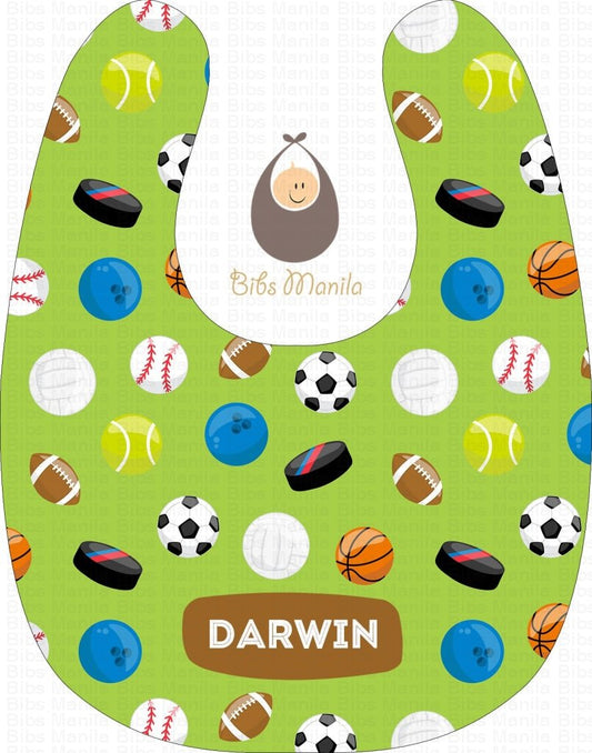 Balls Of Sport In Lawn Green Bibs