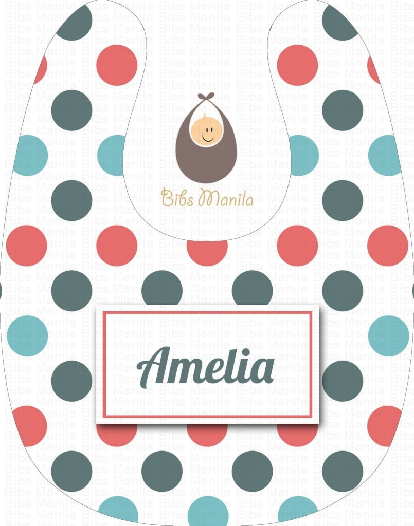 Connect the Dots Vintage Polka Dots Personalized Baby Bib