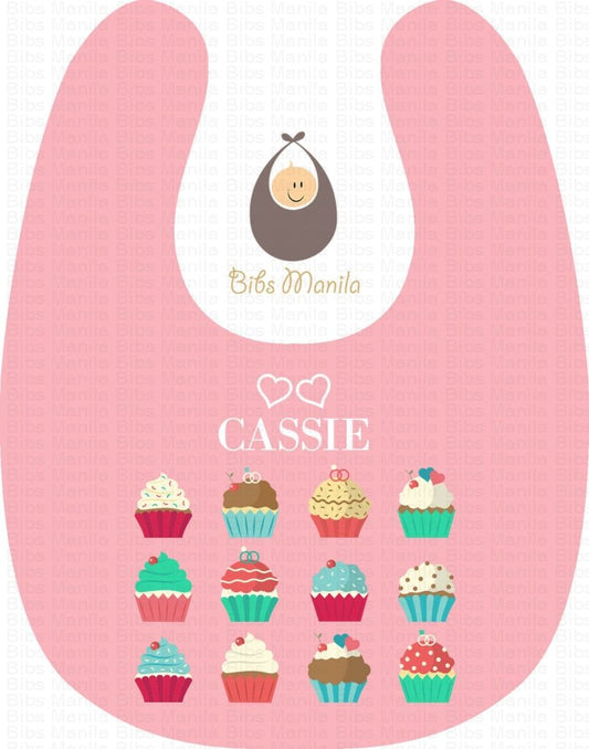 Dozen Cupcakes Pink Personalized Baby Bib