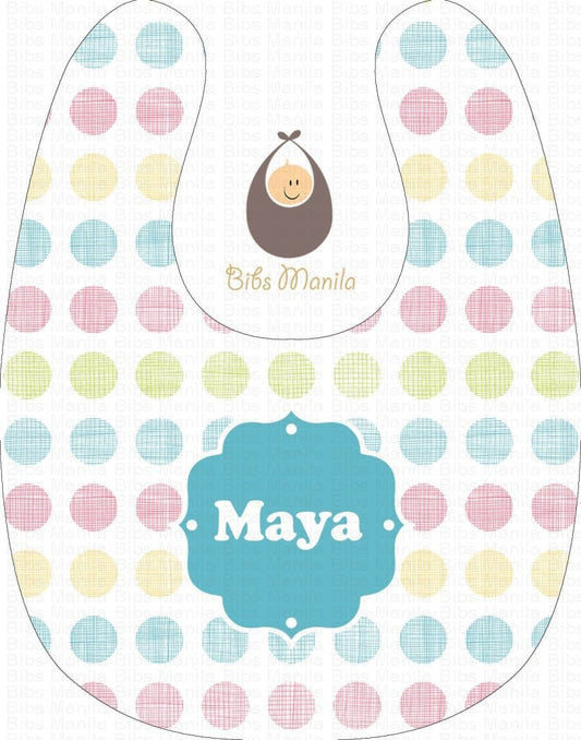 Pastel Polka Dots Lines and Circles Personalized Baby Bib