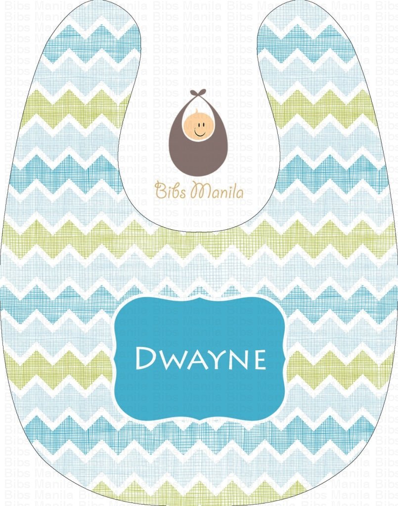 Lines and Waves Skyblue Personalized Baby Bib