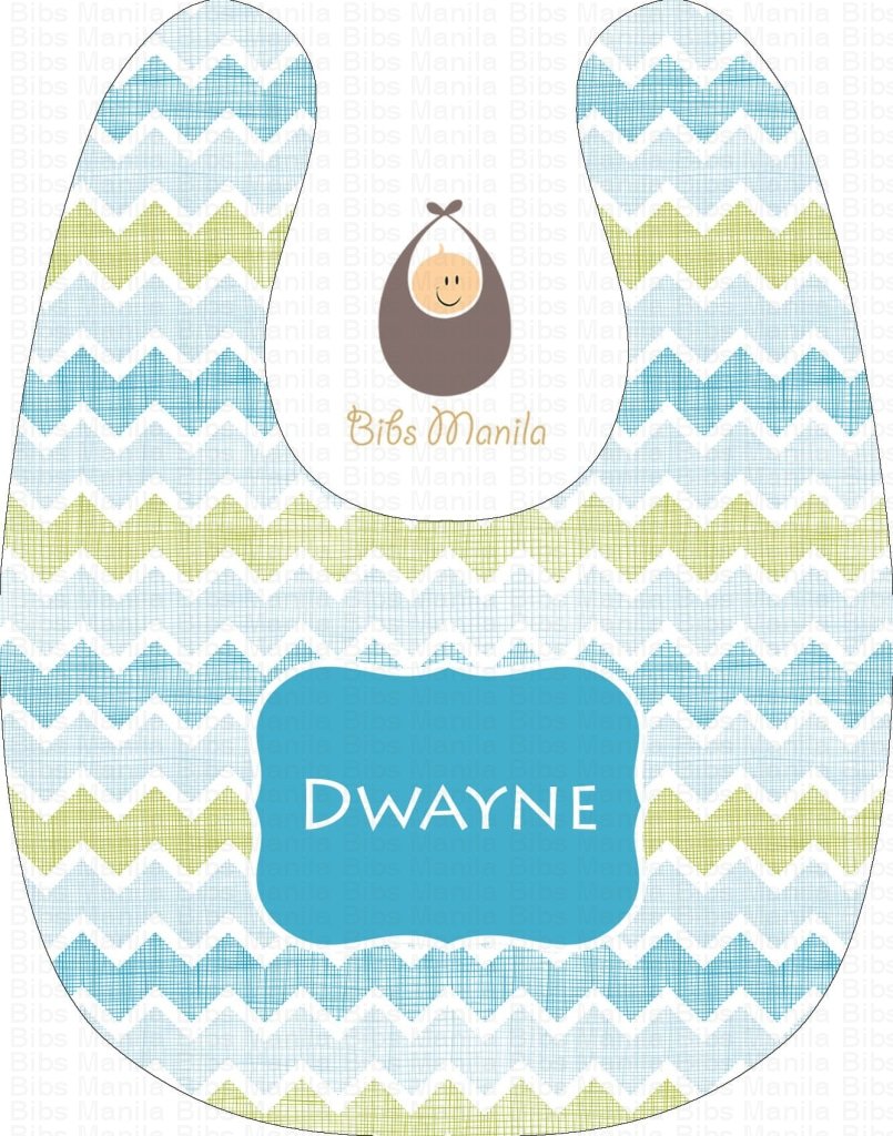 Lines and Waves Skyblue Personalized Baby Bib