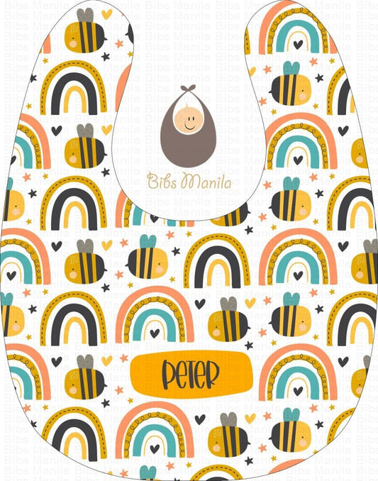 Rainbows And Bees Bibs