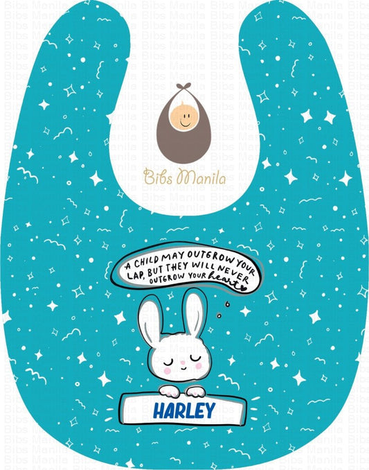 Sweet White Rabbit Teal Bibs