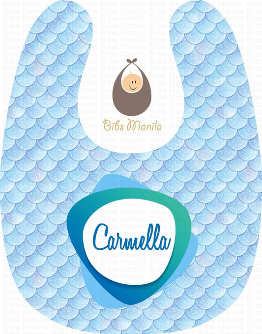 The Mermaid with Sky Blue Scales Personalized Baby Bib