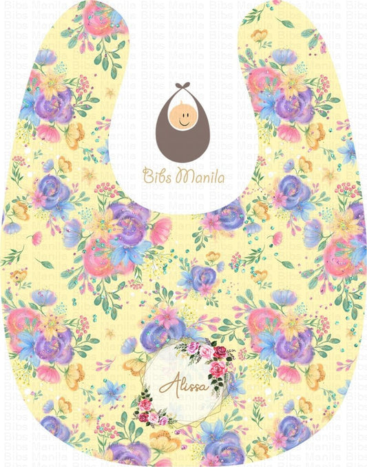 Vintage Flowers In Yellow Marsmallow Bibs